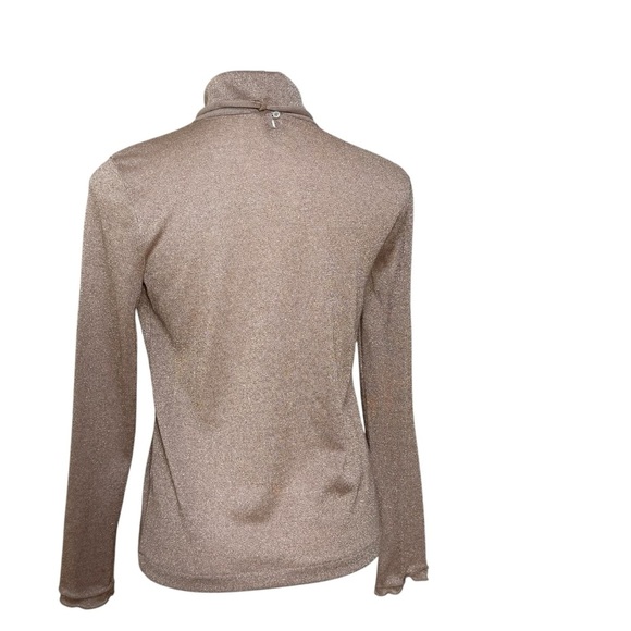 J. Crew metallic rose gold beige turtleneck black label  size medium - Picture 2 of 4